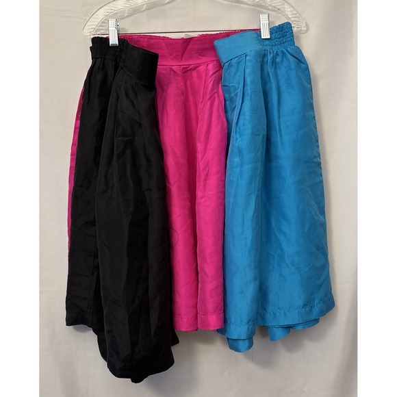 J Jarold Pants - Women's 100%‎ Silk Shorts lot Of 3 J Jarold? Wide Leg Black, Pink, Teal,  M